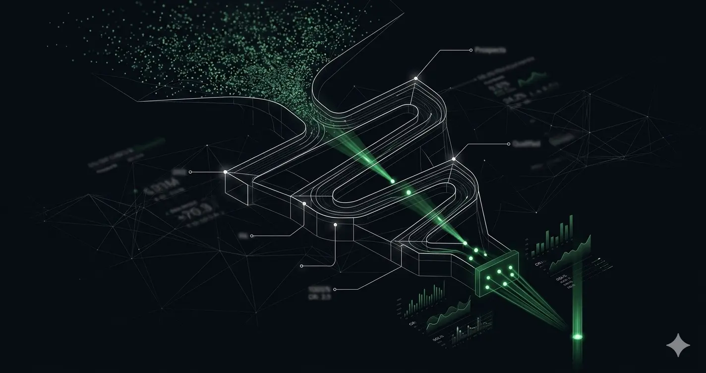 B2B conversion rate optimization funnel showing multi-stage lead qualification